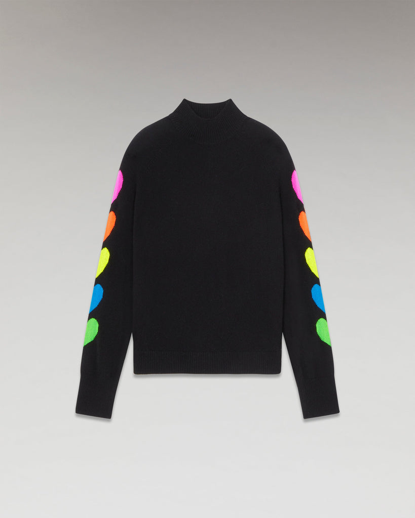 Pull Col Montant Manches Coeurs Léger