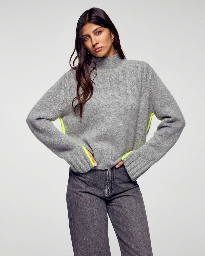 Pull Col Montant Liserés Contrastés